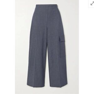 Ganni Grey Pinstripe Wide Leg Cropped Pants - size 2